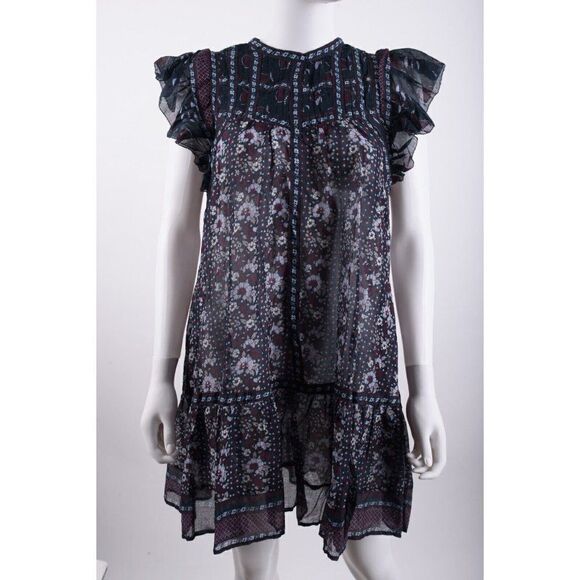 Sea New York Womens Nadine Tunic Mini Dress S Multi-Color Berry Floral NWT - Picture 2 of 7